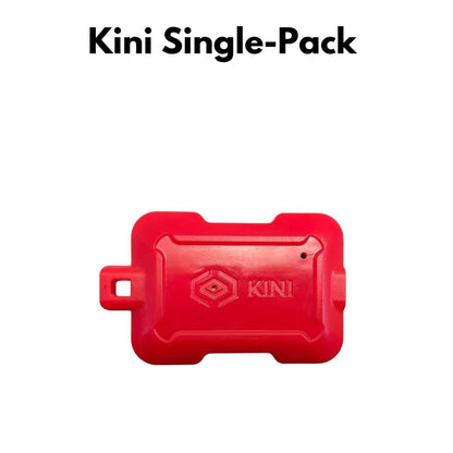 Kini: Wireless Motion Sensor with Realtime SMS Alerts - Kinisium LLC. Single Red Kini, top View showing Kini logo